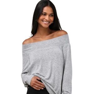 Lulus Sweater Size Large Heather Gray Off The Shoulder Lightweight NWT